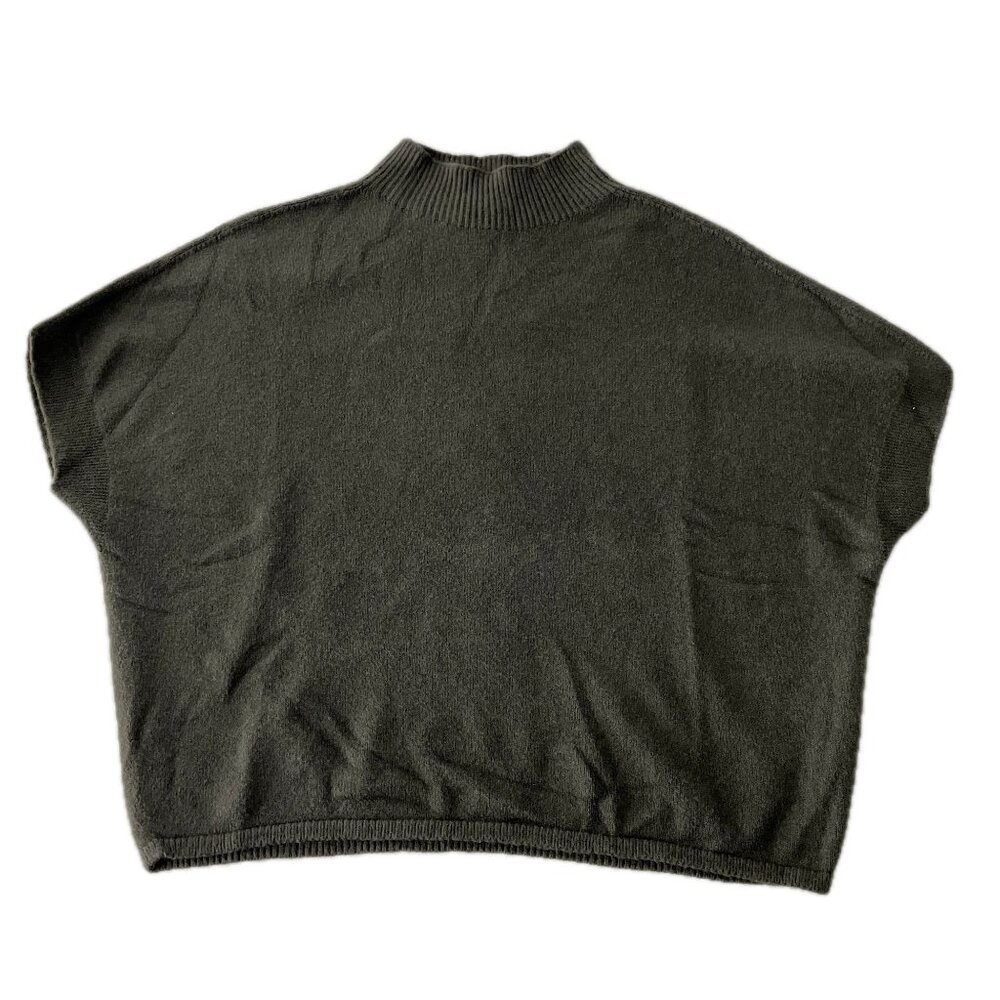 My Best Friend's Wardrobe Turtleneck Cap Sleeve Sweater Gray One Size